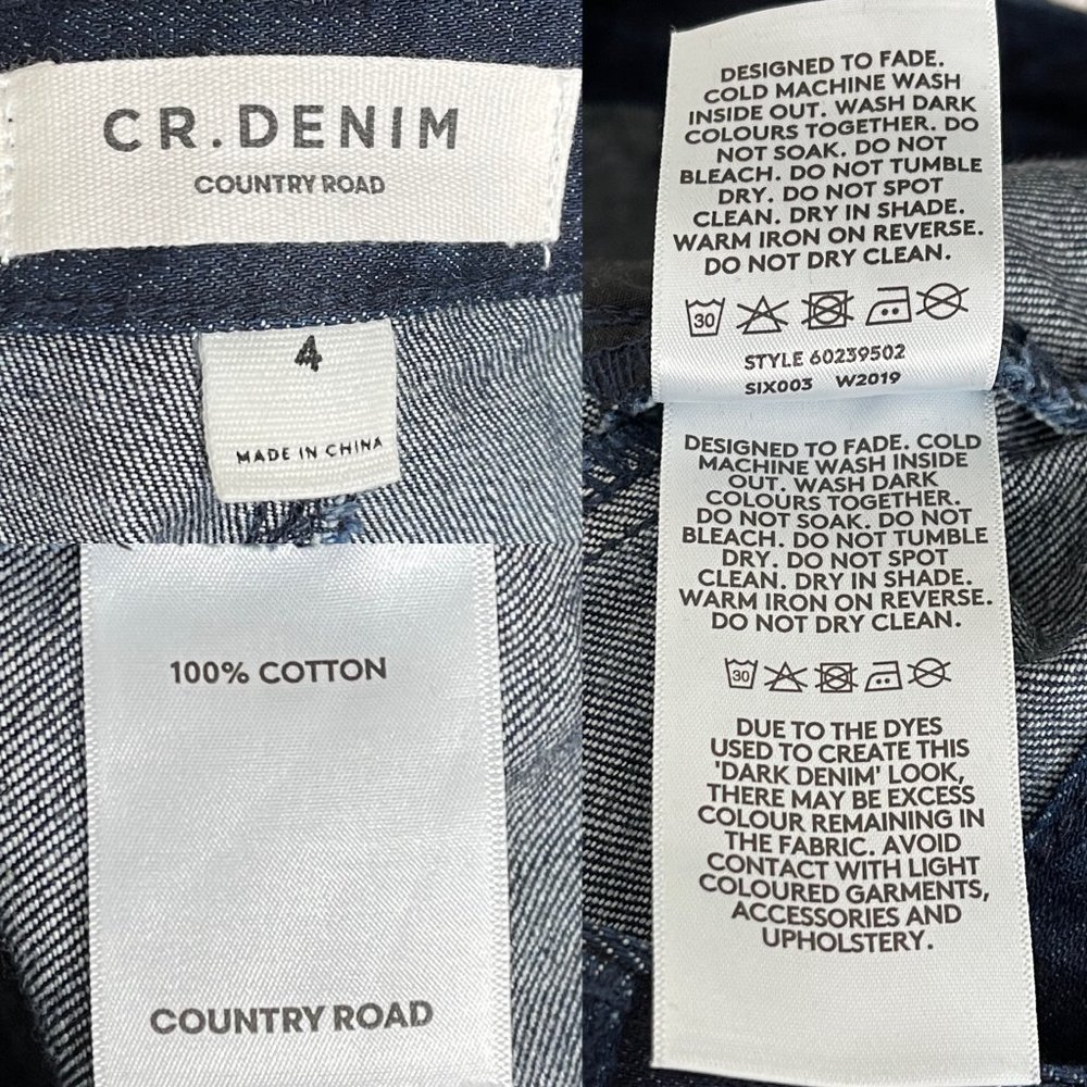 SOLD Country Road Blue Denim Straight Leg Jeans Size 4 - Picture 8 of 9